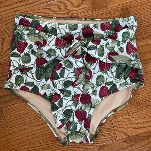 Kortni Jeane Raspberries Swim Tie-Up-Front-Bottom